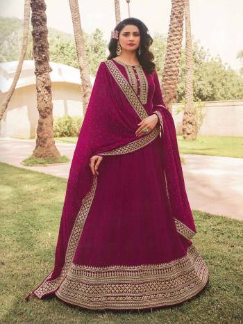 Look Attrctive This Designer Long Suit In Lovely Color.Its Pretty Heavy Designer Embroidery Work Top Is Faux Georgette Based Paired With Santoon Bottom And Faux Georgette Fabricated Dupatta Which Gives An Attractive To The Suit.