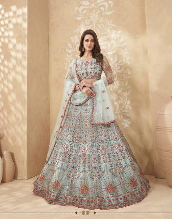 Garb This Designer Lehenga Choli In Fine Color Fabricated On Net Beautified Fabric Lahenga Choli With Designer Heavy Thread, Sequance,Mette Embroidery Work.Buy Now. 