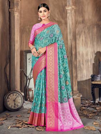 Garb This Pretty Angelic Look Wearing This Wevon Designer Saree In Fine Color Paired With Blouse. This Saree And Blouse Is Cotton Silk Fabricated. Its Pretty Color Pallete Will Give An Attractive Look To Your Personality. 