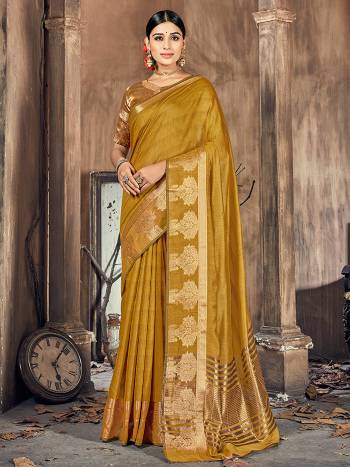 This Pretty Angelic Look Wearing This Wevon Designer Saree In Fine Color Paired With Blouse. This Saree And Blouse Is Cotton Silk Fabricated. Its Pretty Color Pallete Will Give An Attractive Look To Your Personality. 