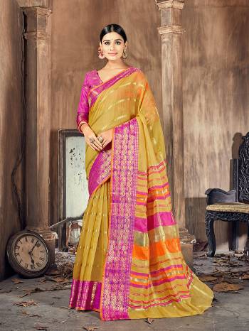 This Pretty Angelic Look Wearing This Wevon Designer Saree In Fine Color Paired With Blouse. This Saree And Blouse Is Cotton Silk Fabricated. Its Pretty Color Pallete Will Give An Attractive Look To Your Personality. 