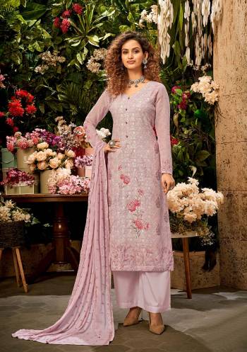 Fine Looking This Designer Long Length Suit In Lovely Color.Its Pretty Designer Embroidery, Printed Work Top Is Viscose Bembeg Georgette Based Paired With Santoon Bottom And Chiffon Fabricated Dupatta Which Gives An Attractive To The Suit.