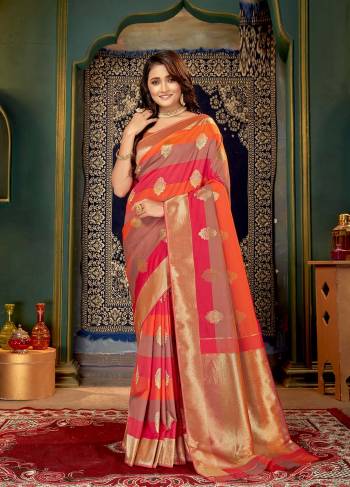 Bring out the true diva in you and reinvent your true self.Capture the exuberance of womanhood in its full glory that will bring out your fragility and femininity. Be your own style diva with this bright colored silk designer traditional saree. This lovely attire is looking extra beautiful with embelishment of weaving work. Comes with contrast unstitched blouse piece..