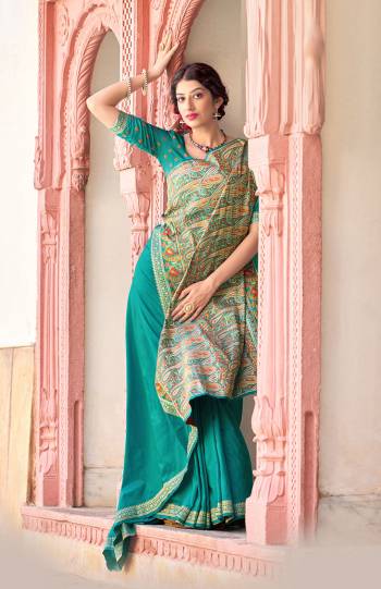 Be your own style diva with this bright colored silk designer traditional saree. This lovely attire is looking extra beautiful with embelishment of weaving work. Comes with contrast unstitched blouse piece..