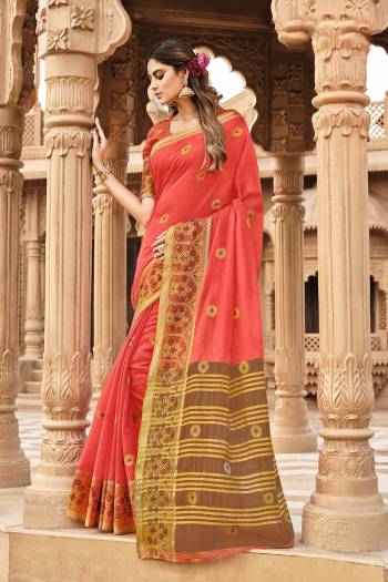 Buy This Pretty Traditional Cotton Saree Pair With Lovely Cotton Blouse. 