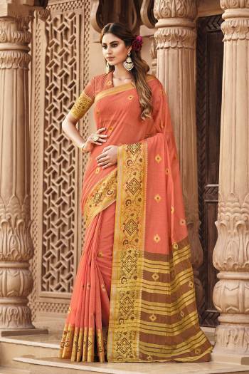 Buy This Pretty Traditional Cotton Saree Pair With Lovely Cotton Blouse. 