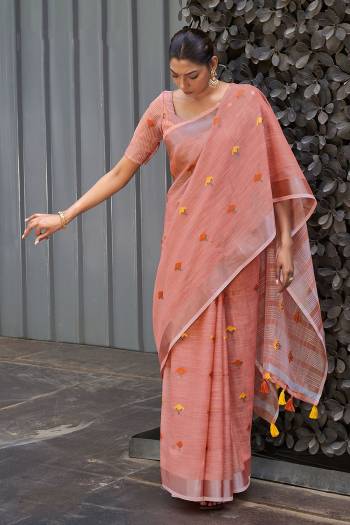 Celebrate your special day in this Lovely Colored Saree.This Saree Fabricated On Linen Comes With Linen Blouse.Buy These Prrtty Saree Now