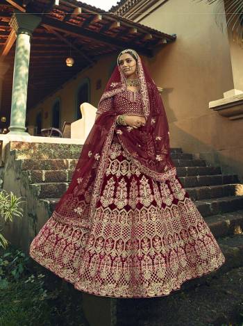 Garb This Heavy Designer Lehenga Choli In Fine Color Fabricated On Velvet Beautified Fabric Lahenga Choli With Designer Heavy Work.Buy Now