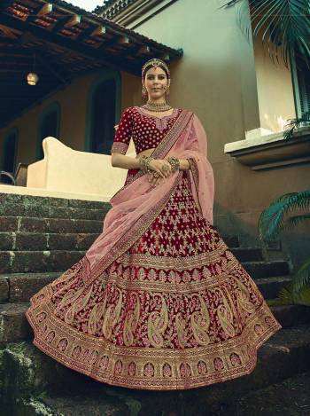 Garb This Heavy Designer Lehenga Choli In Fine Color Fabricated On Velvet Beautified Fabric Lahenga Choli With Designer Heavy Work.Buy Now