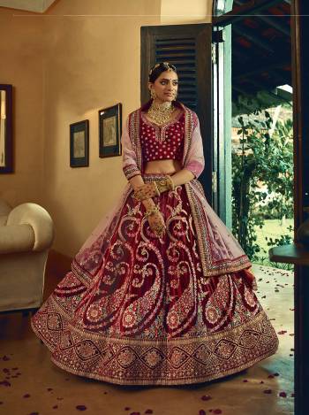 Garb This Heavy Designer Lehenga Choli In Fine Color Fabricated On Velvet Beautified Fabric Lahenga Choli With Designer Heavy Work.Buy Now