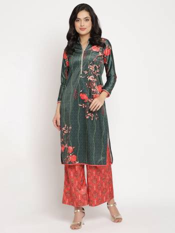 Garb This Readymade Kurti With Plazzo In Fine Color Top And Bottom Are Velvette Fabricated.Buy These Amazin Collection Now