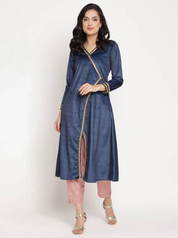 Garb This Readymade Kurti With Plazzo In Fine Color Top And Bottom Are Velvette Fabricated.Buy These Amazin Collection Now