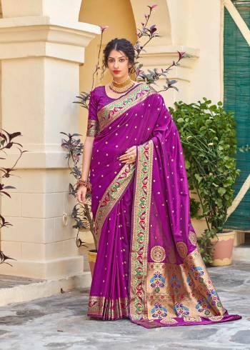 Add This Pretty Saree To Your Wardrobe In Heavy Collection With This Fancy Saree In Beautifull Color Paired With Turquoise .This Saree And Blouse Are Fabricated On Banarasi Soft Silk Beautified With Zari Woven Work.Buy These Pretty Saree Now