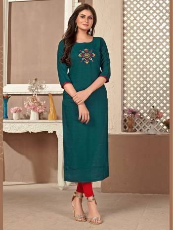Grab This Very Pretty Readymade Kurti For Your Semi-Casual, College Or Work Place?In Lovely Color Fabricated On Viscose. Its Fabric Is Soft Towards And Ensures Superb Comfort all Day Long. Also It Is Available In All Regular Size, Choose As Per Your Desired Fit And Comfort.