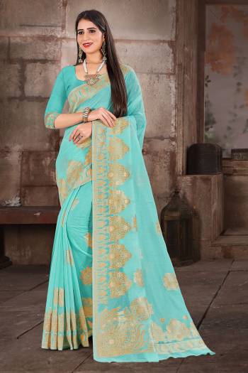 Enhance Your Personality In This Lovely Colored Designer Saree. This Saree?And Blouse Are Fabricated On Cottont Silk Beautified With Zari Work. Buy This Pretty Saree Now.