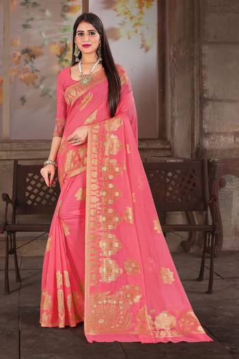 Enhance Your Personality In This Lovely Colored Designer Saree. This Saree?And Blouse Are Fabricated On Cottont Silk Beautified With Zari Work. Buy This Pretty Saree Now.