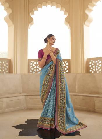 Become the subject of everyone's conversation by Dressing in this eye catching colored festive wear saree. This saree is made of silk fabric which is highlighted with beautiful Zari weaving digital print work as shown. This saree is comfortable to wear and care. Paired with unstitched fabric blouse piece which can be stitched as per your choice and requirement. You can wear this saree for festivals, regular social meets and other homely events. Pair it with traditionally stylish accessories to complete the look.