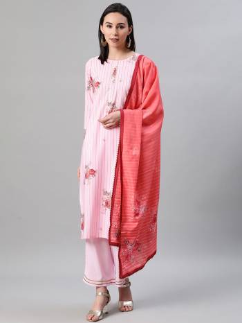 Here Is A Pretty Three-Piece Readymade Kurta Set On Beautifull Color. Its Kurti And Plazzo Are Fabricated on Crepe Beautified With Digital Prints.?