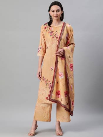 Here Is A Pretty Three-Piece Readymade Kurta Set On Beautifull Color. Its Kurti And Plazzo Are Fabricated on Crepe Beautified With Digital Prints.?