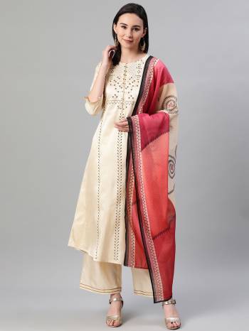 Simple And Elegant Looking Readymade Printed Suit Is Here In Lovely Color Paired With Petty Colored Dupatta. Its Top And Bottom Are Fabricated On Poly SIlk Paired With Fancy Dupatta.Buy These Casual Collection Now