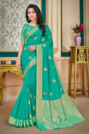 Grab This Pretty Saree In Beautifull?Color Paired With Lovely Colored Blouse. This Saree Is Fabricated On Cotton Silk Paired With Cotton Silk Blouse.