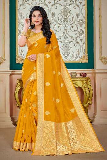 Grab This Pretty Saree In Beautifull?Color Paired With Lovely Colored Blouse. This Saree Is Fabricated On Cotton Silk Paired With Cotton Silk Blouse.