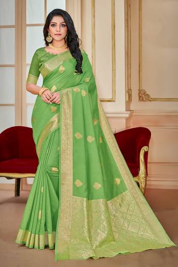 Grab This Pretty Saree In Beautifull?Color Paired With Lovely Colored Blouse. This Saree Is Fabricated On Cotton Silk Paired With Cotton Silk Blouse.