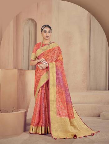 Become the subject of everyone's conversation by dressing in this eye catching colored festive wear saree. This saree is made of silk fabric which is highlighted with beautiful Zari weaving digital print work as shown. This saree is comfortable to wear and care. Paired with unstitched fabric blouse piece which can be stitched as per your choice and requirement. You can wear this saree for festivals, regular social meets and other homely events. Pair it with traditionally stylish accessories to complete the look