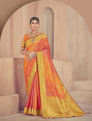 Become the subject of everyone's conversation by dressing in this eye catching colored festive wear saree. This saree is made of silk fabric which is highlighted with beautiful Zari weaving digital print work as shown. This saree is comfortable to wear and care. Paired with unstitched fabric blouse piece which can be stitched as per your choice and requirement. You can wear this saree for festivals, regular social meets and other homely events. Pair it with traditionally stylish accessories to complete the look