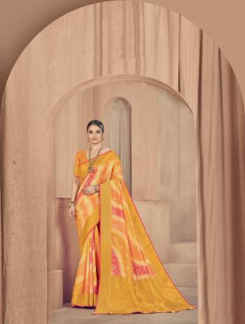 Become the subject of everyone's conversation by dressing in this eye catching colored festive wear saree. This saree is made of silk fabric which is highlighted with beautiful Zari weaving digital print work as shown. This saree is comfortable to wear and care. Paired with unstitched fabric blouse piece which can be stitched as per your choice and requirement. You can wear this saree for festivals, regular social meets and other homely events. Pair it with traditionally stylish accessories to complete the look