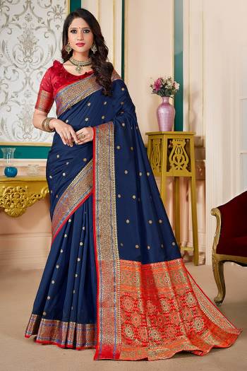 Adorn A Rich Look Wearing This Pretty Saree In Lovely Color Paired With Contrasting Beautifull Colored Blouse. This Saree and Blouse Are Fabricated On Silk Beautified With Attractive Woven. Buy Now.