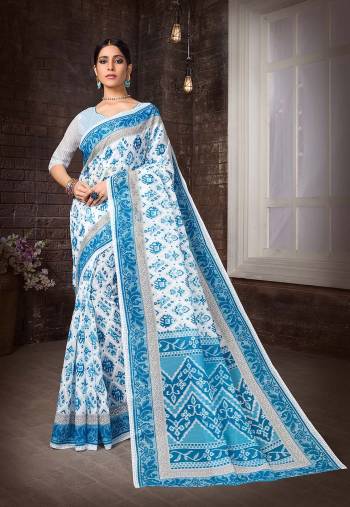 Enhance Your Personality In This Lovely Colored Designer Saree. This Saree?And Blouse Are Fabricated On Cottont Silk Beautified With Designer Printed. Buy This Pretty Saree Now.