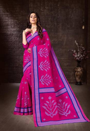 Enhance Your Personality In This Lovely Colored Designer Saree. This Saree?And Blouse Are Fabricated On Cottont Silk Beautified With Designer Printed. Buy This Pretty Saree Now.