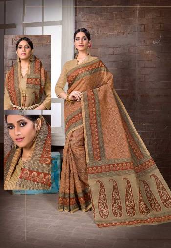 Enhance Your Personality In This Lovely Colored Designer Saree. This Saree?And Blouse Are Fabricated On Cottont Silk Beautified With Designer Printed. Buy This Pretty Saree Now.