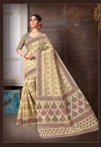 Enhance Your Personality In This Lovely Colored Designer Saree. This Saree?And Blouse Are Fabricated On Cottont Silk Beautified With Designer Printed. Buy This Pretty Saree Now.