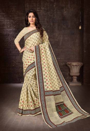 Enhance Your Personality In This Lovely Colored Designer Saree. This Saree?And Blouse Are Fabricated On Cottont Silk Beautified With Designer Printed. Buy This Pretty Saree Now.