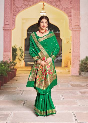 Attrective Look Pretty In This Beautifull Saree In Lovely Color Paired With Blouse. This Saree And Blouse Are Fabricated On Silk With Weaving Designer. Buy This Saree Now