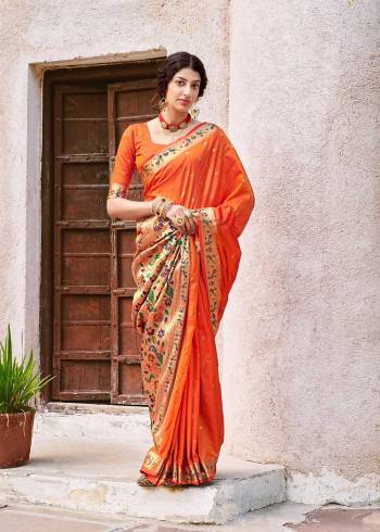 Attrective Look Pretty In This Beautifull Saree In Lovely Color Paired With Blouse. This Saree And Blouse Are Fabricated On Silk With Weaving Designer. Buy This Saree Now