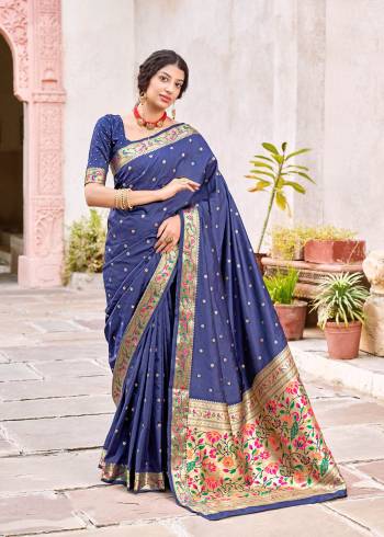 Attrective Look Pretty In This Beautifull Saree In Lovely Color Paired With Blouse. This Saree And Blouse Are Fabricated On Silk With Weaving Designer. Buy This Saree Now