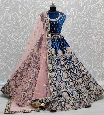 Attrective This Wedding Partywear Heavy Designer Lehenga Choli And Dupatta In Fine Color Fabricated On Velvet Beautified With Heavy Attractive Dori,Thread Embroidery,Diamond Work.Buy Now. 