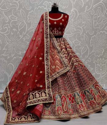 Garb This Bridal Heavy Designer Lehenga Choli In Fine Color Fabricated On Velvet Beautified Fabric Lahenga Choli With Heavy Designer Thread,Dori,Patch Embroidery,Diamond Work.Buy Now. 