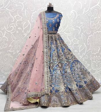 Garb This Bridal Heavy Designer Lehenga Choli In Fine Color Fabricated On Velvet Beautified Fabric Lahenga Choli With Heavy Designer Thread,Jari,Dori,Sequance Embroidery Work.Buy Now. 