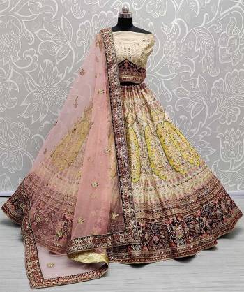 Garb This Bridal Heavy Designer Lehenga Choli In Fine Color Fabricated On Silk Slub Beautified Fabric Lahenga Choli With Heavy Designer Thread,Jari,Dori Embroidery,Diamond Work.Buy Now. 