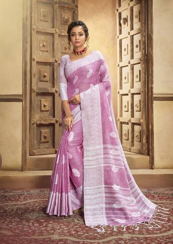 Your Personality In This Lovely Colored Designer Saree. This Saree?And Blouse Are Fabricated On Cottont Linen Beautified With Wevon Designer. Buy This Pretty Saree Now.