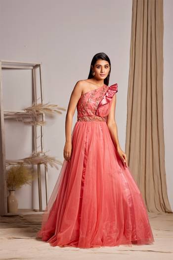 Flaunt Your Rich And Elegant Taste Wearing This Designer Readymade Long Gown In Fine Color. This  Pretty Gown Is Fabricated On Net Beautified With Designer Work. Its Fabric Is Soft Towards Skin And Easy To Carry All Day Long. 