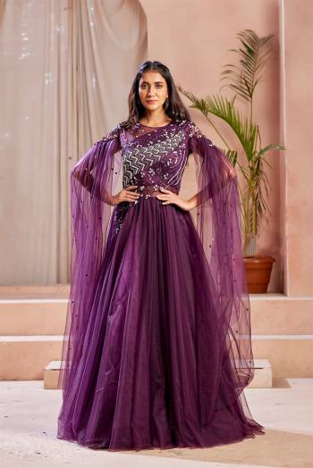 Flaunt Your Rich And Elegant Taste Wearing This Designer Readymade Long Gown In Fine Color. This  Pretty Gown Is Fabricated On Net Beautified With Designer Work. Its Fabric Is Soft Towards Skin And Easy To Carry All Day Long. 