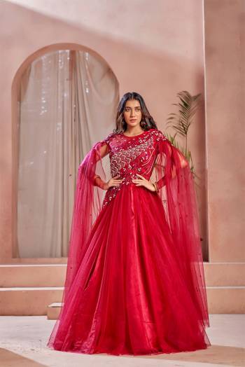 Flaunt Your Rich And Elegant Taste Wearing This Designer Readymade Long Gown In Fine Color. This  Pretty Gown Is Fabricated On Net Beautified With Designer Work. Its Fabric Is Soft Towards Skin And Easy To Carry All Day Long. 