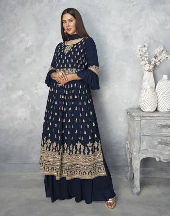 Stylist This Partywear Designer Long Length Suit In Lovely Color.Its Pretty Heavy Designer Embroidery Work Top Is Georgette Based Paired With Georgette Bottom And Georgette Fabricated Dupatta Which Gives An Attractive To The Suit.