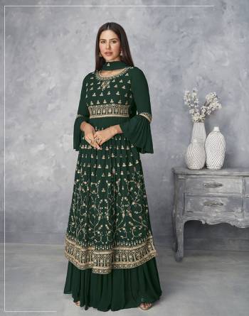 Stylist This Partywear Designer Long Length Suit In Lovely Color.Its Pretty Heavy Designer Embroidery Work Top Is Georgette Based Paired With Georgette Bottom And Georgette Fabricated Dupatta Which Gives An Attractive To The Suit.