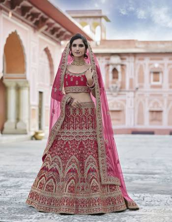 Garb This Bridal Heavy Designer Lehenga Choli In Fine Color Fabricated On Velvet Beautified Fabric Lahenga Choli With Heavy Designer Embroidery With Hand Work.Buy Now. 